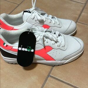 Diadora White and Pink Sneakers
